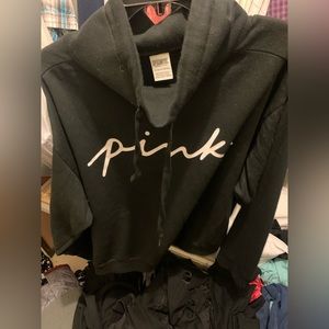 Turtle neck PINK crop hoodie